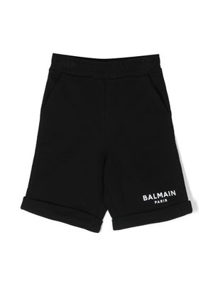 Balmain Kids short en coton à logo imprimé - Noir
