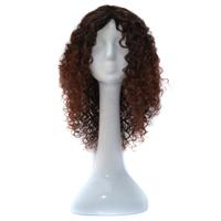 T191006 Europese en Amerikaanse pruik hoofddeksels met korte en kleine krullend haar voor vrouwen (zwartbruin)