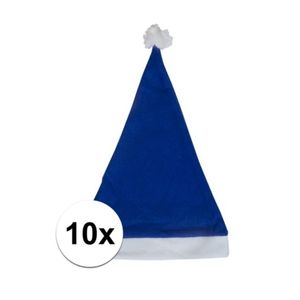 10x Blauwe budget kerstmuts voor volwassenen   -