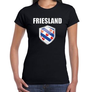 Friesland fun/ supporter t-shirt dames met Friese vlag in vlaggenschild 2XL  -
