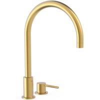 Wastafelkraan Tres Study | Opbouw | Draaibare uitloop | Mengkraan | Hoog model | 1-hendel | Rond | 24k Goud mat