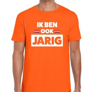 Oranje Ik ben ook jarig t-shirt voor heren