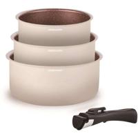Kookgerei - Alle warmtebronnen inclusief inductie - ARTHUR MARTIN - AM2655 - Set van 3 steelpannen -16-18-20 cm + 1 afneembare handgreep