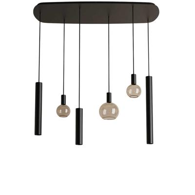 Hanglamp Riva deens ovaal zwart 6 lichts