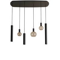 Hanglamp Riva deens ovaal zwart 6 lichts