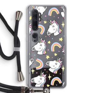 Rainbow Unicorn: Xiaomi Mi Note 10 Transparant Hoesje met koord
