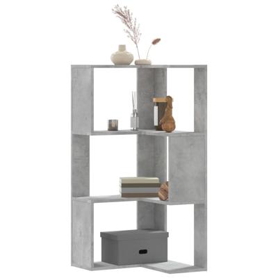 Boekenkast 3-laags hoek 50x50x102 cm bewerkt hout betongrijs