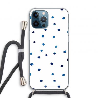 Blauwe stippen: iPhone 12 Pro Transparant Hoesje met koord