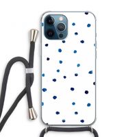 Blauwe stippen: iPhone 12 Pro Transparant Hoesje met koord
