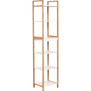 4goodz Staand Badkamerrek Nuovo 6 Hoog 34x40x180 Cm - Wit/bruin