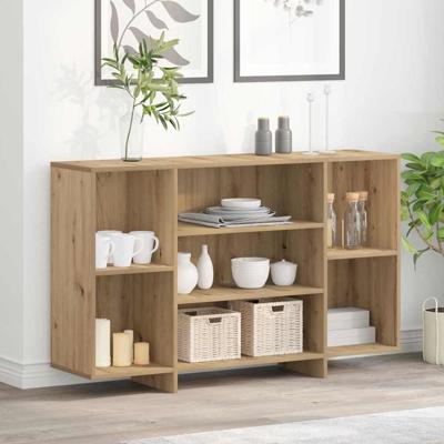 Dressoir artisanaal eikenkleurig 120 x 30 x 75 cm Bewerkt hout