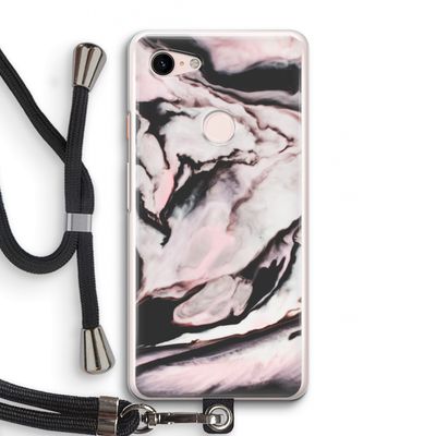 Roze stroom: Pixel 3 Transparant Hoesje met koord