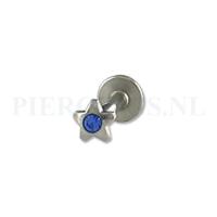 Labret ster blauw 8 mm