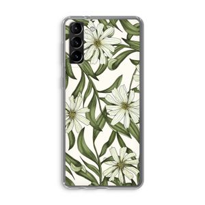 Wit bloemenpatroon: Samsung Galaxy S21 Plus Transparant Hoesje
