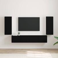 TV Wandkast 2 pcs Zwart 30 x 31 x 80 cm Bewerkt hout
