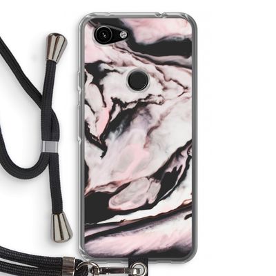 Roze stroom: Pixel 3a Transparant Hoesje met koord