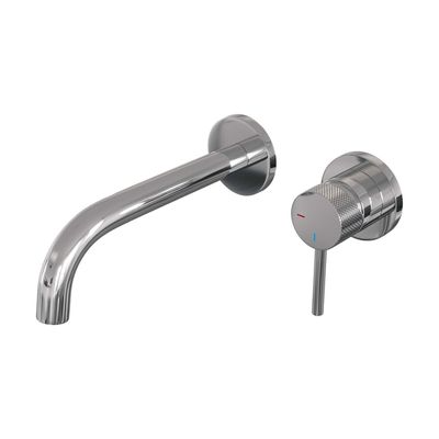 Brauer Chrome Carving Wastafelmengkraan inbouw - gebogen uitloop links - hendel lang smal carving- model A 1 - chroom 5-CE-004-B6-65