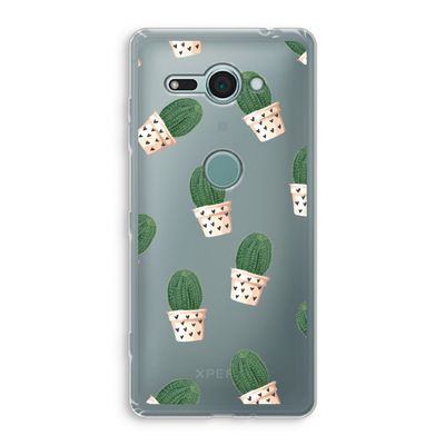 Cactusprint roze: Sony Xperia XZ2 Compact Transparant Hoesje