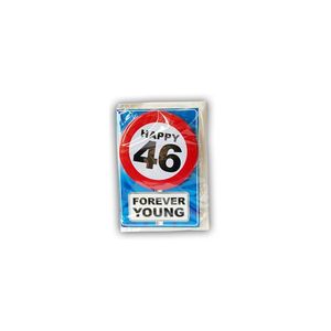 Happy Birthday kaart met button 46 jaar