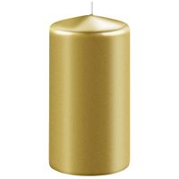 1x Metallic gouden cilinderkaars/stompkaars 6 x 12 cm 45 branduren