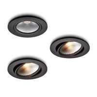 LED-inbouwspot set 3 stuks Cormo zwart 5W dimbaar