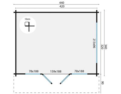 Blokhut - Tuinhuis Blackpool | 58 mm | vuren Red Class Wood geïmpregneerd