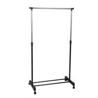 Kledingrek - enkele stang - kunststof/metaal - zwart - 80x42x165 cm- zwenkwielen