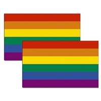 Regenboog kleuren vlag - 2x - 90 x 150 cm - polyester - met ringen