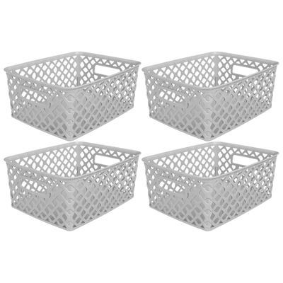 5Five Opbergmand/box van kunststof - 4x - grijs - 19 x 25 x 10 cm - 4 liter