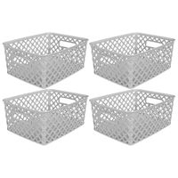 5Five Opbergmand/box van kunststof - 4x - grijs - 19 x 25 x 10 cm - 4 liter
