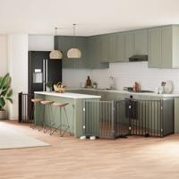 Hondenhek inklapbaar 8 panelen 640 cm populierenhout zwart