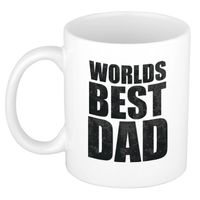 Worlds best dad mok / beker wit 300 ml - Cadeau mokken - Papa/ Vaderdag - feest mokken - thumbnail