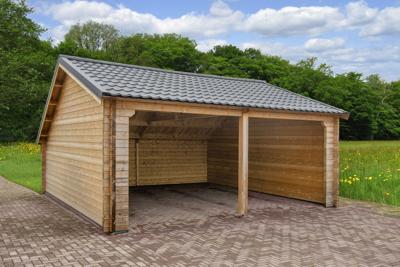 Garage/Kapschuur Nysse 600x600 cm- Kapschuurdak- Onbehandeld vurenhout- Tuindeco
