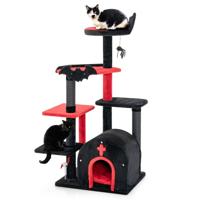 134 cm Krabpaal met Krabpilaren & Kattenhol & Platforms Kattenboom Klimboom