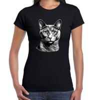 Cadeau/verkleed T-shirt dames - zwart - Blauwe Rus kat/poes - kattenliefhebber