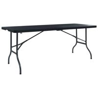 Tuintafel inklapbaar 180x75x72 cm HDPE en kunstrattan zwart