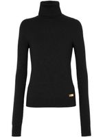 Balmain pull en laine à plaque logo - Noir