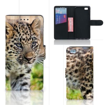 Huawei Ascend P8 Lite | Telefoonhoesje | Met pasjeshouder | Baby Luipaard