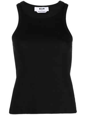 MSGM débardeur nervuré à logo brodé - Noir