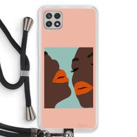 Orange lips: Samsung Galaxy A22 4G Transparant Hoesje met koord