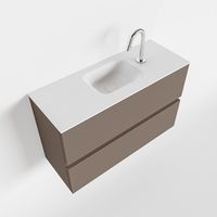Toiletmeubel Mondiaz Ada | 80 cm | Meubelkleur Smoke | Lex wastafel Talc Midden | 1 kraangat