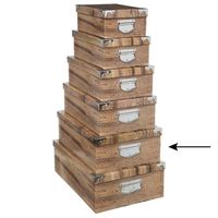5Five Opbergdoos/box - Houtprint donker - L44 x B31 x H15 cm - Stevig karton - Treebox - Opbergbox