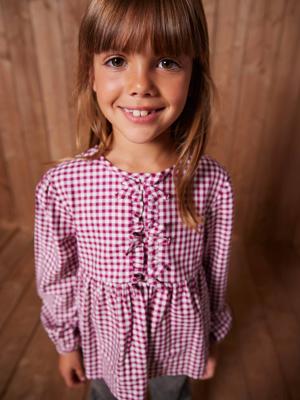 Blouse met bloemen meisje donkerpaars