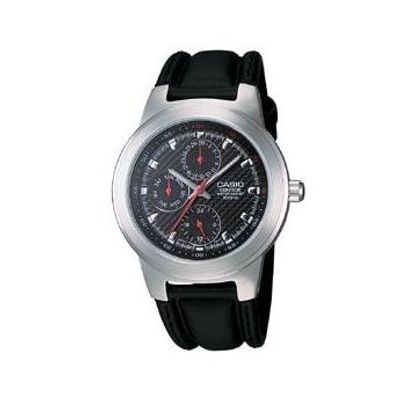 Horlogeband Casio EF-308L-1AV / RL-301L-1AV Leder Zwart 16mm