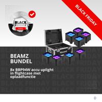 Beamz 8x BBP94W accu Uplight in flightcase