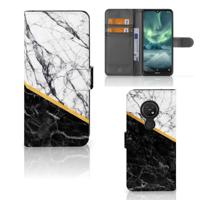 Nokia 7.2 | Nokia 6.2 | Bookcase | Marmer Wit Zwart - Origineel Cadeau Man