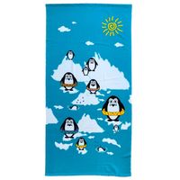Strand/badlaken voor kinderen - pinguin print - 70 x 140 cm - microvezel - Strandlakens - thumbnail