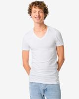 HEMA Heren T-shirts slimfit diepe v-hals extra lang - 2 stuks wit (wit)