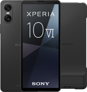 Sony Xperia 10 VI 128GB Zwart 5G + Sony Back Cover Zwart met Standaard