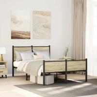 Bedframe zonder matras metaal sonoma eikenkleurig 120x190 cm